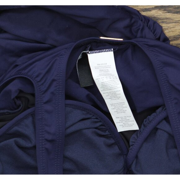 NWT Lauren Ralph Lauren Over-The-Shoulde One Piece Swimsuit Dark Navy Blue 4 - Picture 7 of 7